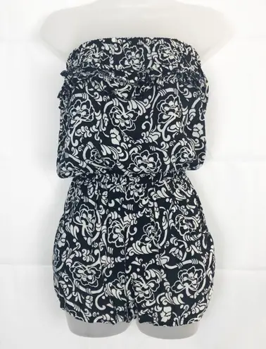 5th & Love Floral Ruffle Strapless Romper Size S Blue