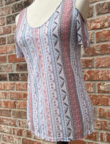 Tribal Jeans floral printed, striped, pastel top / XS / Excellent condition