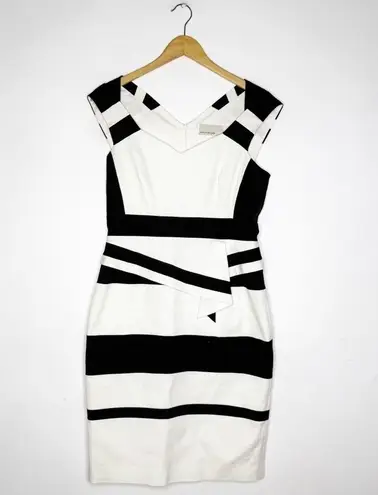 Karen Millen Stripey Colorblock Shift Cap Sleeve Dress Size 8