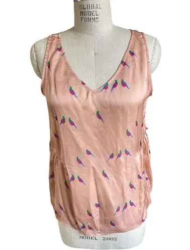 Marc by Marc Jacobs Y2K  Pale Pink Silk Bird PrintSleeveless Blouse Top Large