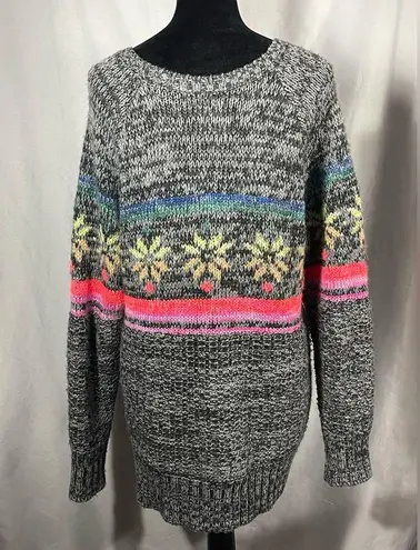 American Eagle  Outfitters Women Knit Jegging Sweater Gray Snowflakes Sz L EUC