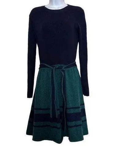 Brooks Brothers merino wool blend belted striped sweater dress size M