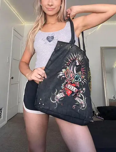 Ed Hardy y2k true vintage don  christian audigier “love kills slowly” tote bag