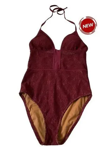 Mossimo Maroon One Piece Swimsuit Women Size S NWT | 6