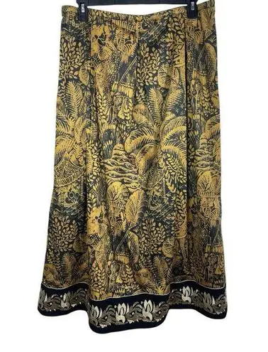 Soft Surroundings Sultana Elephant Gold Black Embroidered Maxi Skirt L