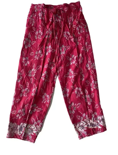 Kaktus Linen Blend Cropped Pants Pink Size M