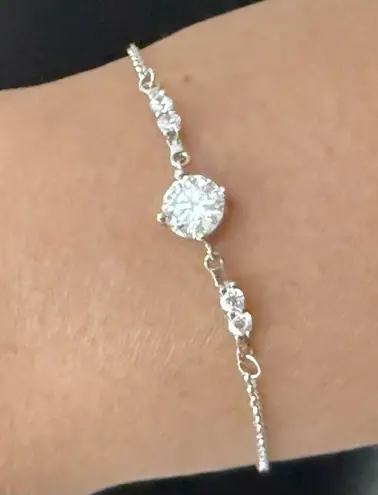 925 Sterling Silver Moissanite Meteor Wishing Slider Bracelet 3g.