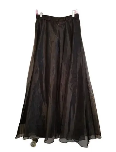 Vintage J.B.S. LTD Black formal shimmery iridescent overlay maxi skirt size 14