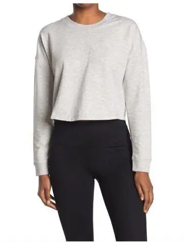 90 Degree By Reflex Terry Brushed Solid Cropped Heather Gray Sweatshirt Sz L NWT Silver Size L