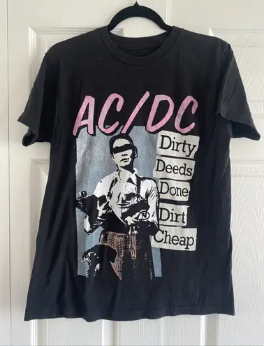AC/DC‎ Womens Medium Gray Dirty Deeds Done Cheap Band Graphic Tee Rock Concert - Image 1