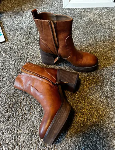 Zodiac Brown Heeled Leather Booties