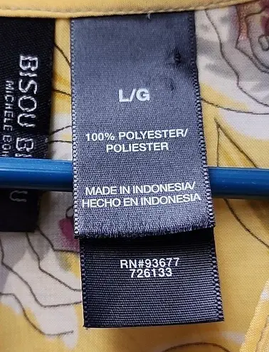 Bisou Bisou Button Down Blouse, Tie, Sz Large