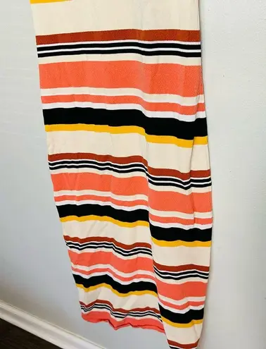 RONNY KOBO Latice Rustic Red Pink Striped Sleeveless Beach Midi Dress Size XL