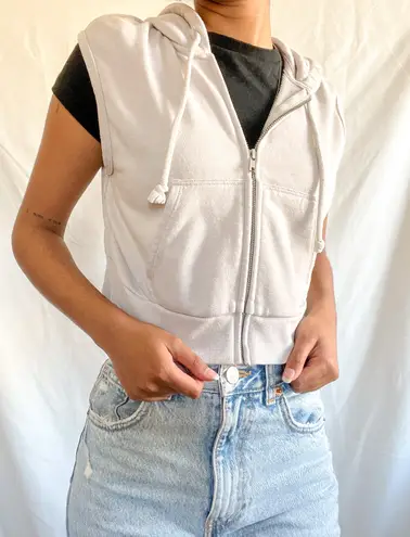 H&M Sleeveless Cropped Zip Up Hoodie Jacket