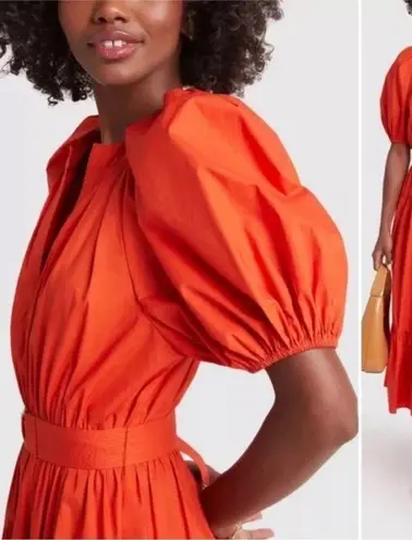 Ulla Johnson NWT Josefina Dress in Nasturtium Orange Puff Sleeve Tiered Pleated