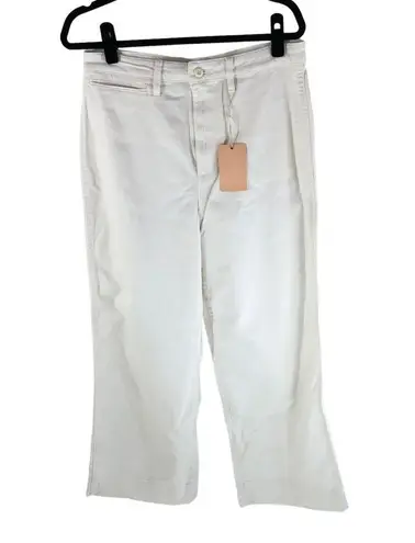 Quince Womens Organic Stretch Cotton Twill Wide-Leg Crop Pant White 32