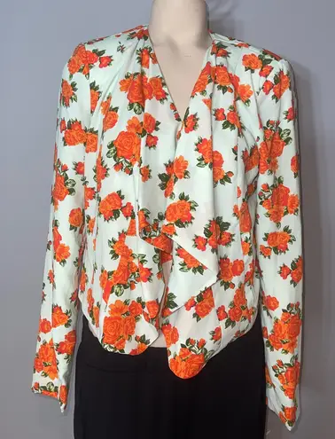 BCNU semi cropped light blue orange floral jacket blazer NWT size Medium