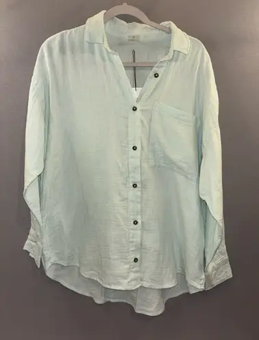 Calia swim cover up size small muslin soft breathable button down tunic NWT Green - Image 1