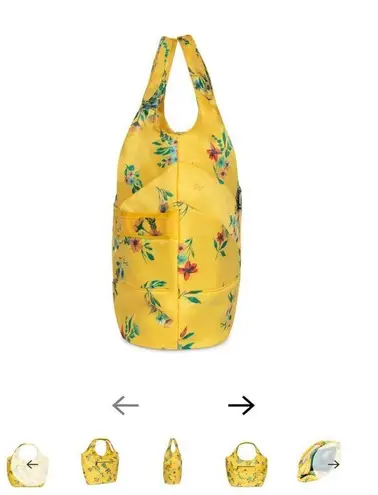 Lug Gondola SE Large Yellow Zippered Tote Bag Floral Bouquet Fabric NWOT