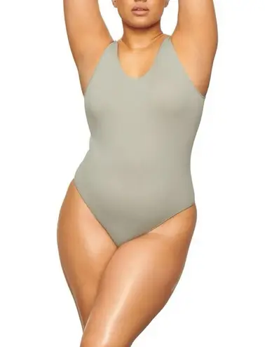 SKIMS Stretch Rib Scoop Neck Thing Bodysuit Sea Haze Grey