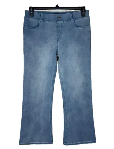 Betabrand Petite Medium Short Bootcut Jeans Pull-On Pocket Stretch Mid-Rise Blue