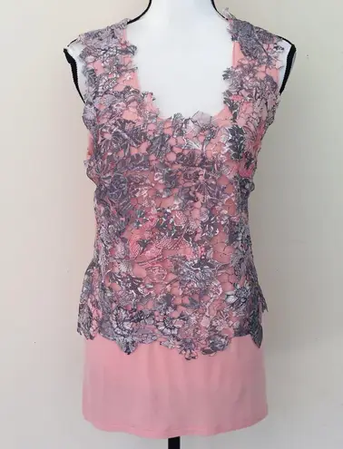 Tahari T Two Piece Peach Orange Lace Skirt Set S