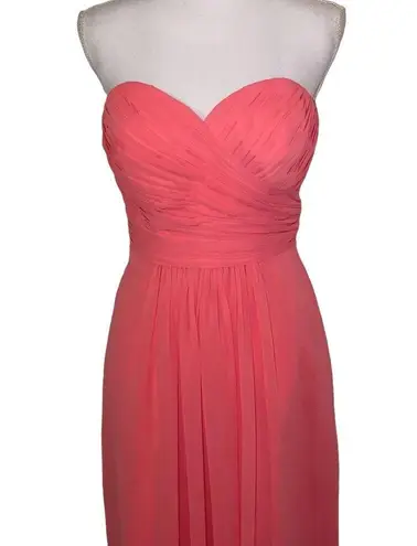 Bill Levkoff  Dress Formal Bridesmaid Mini Strapless Pleated Coral Pink, Size 8