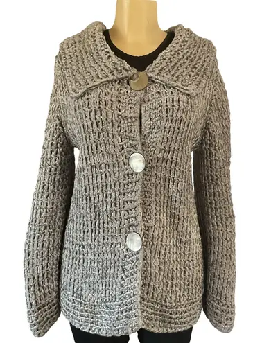 Vintage Chunky Chenille Knit Coat/Cardigan – Gray Paris European Sweater Size M