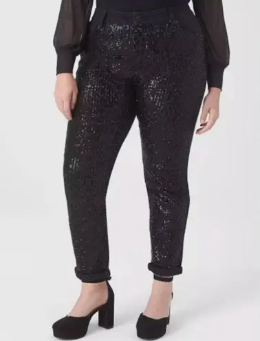 Lane Bryant NWOT  Signature Fit Boyfriend Jean - Black With Sequins SZ-20