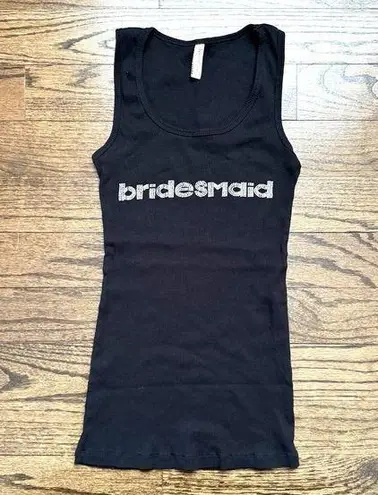 Bridesmaid Womens 3D Black Tank Top Shirt Size Large Wedding Party Bridal Shower
