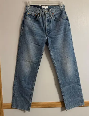 RE/DONE 70s Stove Pipe High Rise Jeans in Medium Vain Wash Size 24