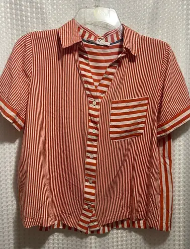 Jane and Delancey Striped Button Down Short Sleeve Top Women’s