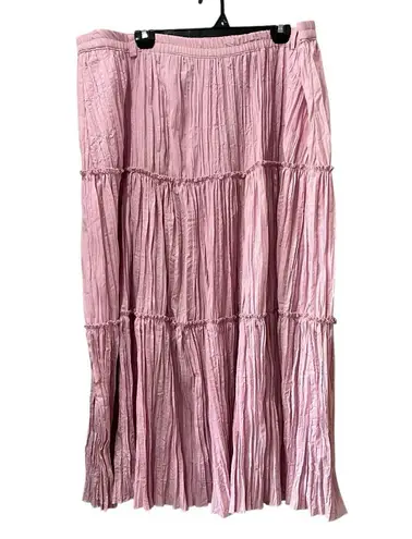 Isaac Mizrahi For Target long Light pink skirt Boho Crinkle 70s Vibe Size XL