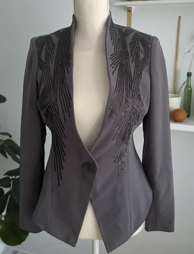 IMAN Gray Sequin Embellished Blazer Jacket Size XS NEW NWOT