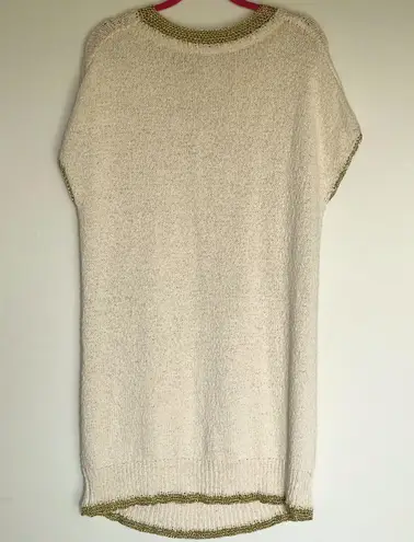 Raquel Allegra women’s Metallic open knit-trimmed distressed sweater dress XS S