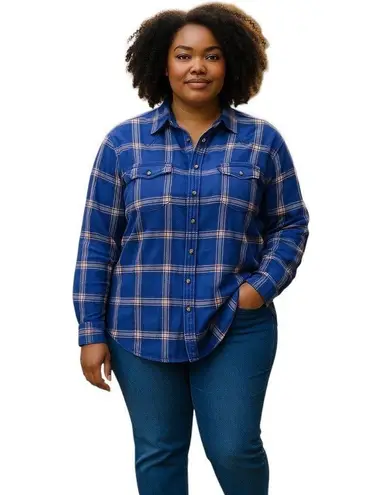 Jachs Girlfriend Jach’s Girlfriend Comfort Stretch Plaid Flannel Shirt Pink/Blue Size XXL Casual