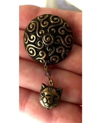 Cat Earrings Handmade Vintage One of Kind New Purple Crystals Kitty Lov…