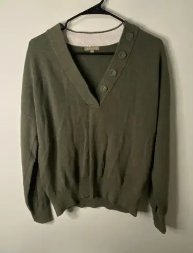 Lilla P Women's Easy Button Shawl Collar Sweater, Moss Green, Size Large Green