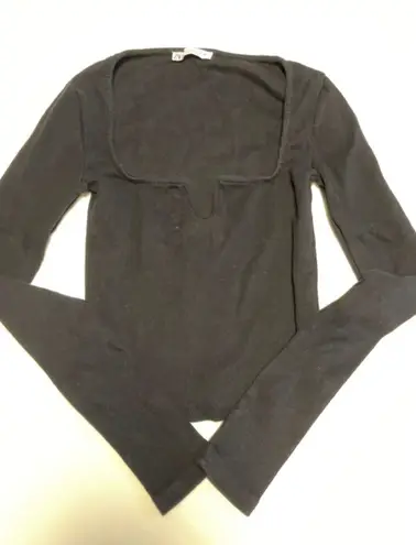 ZARA Long Sleeve Square Neck Notch Top