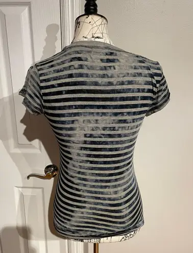 Miss Sixty Vintage Y2k Tee Short Sleeve Muscle Striped Print Velvet Graphic