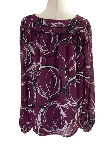 Ana A New Approach Purple/Eggplant Balloon Sleeve Blouse Size L | 41-50