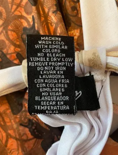 Chesley women's size medium maxi dress peach cream black tie back butterfly