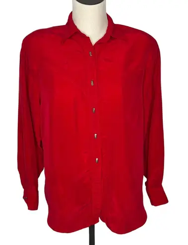 Vintage 80s Longhorn by Niver Western Wear red button front shirt size large