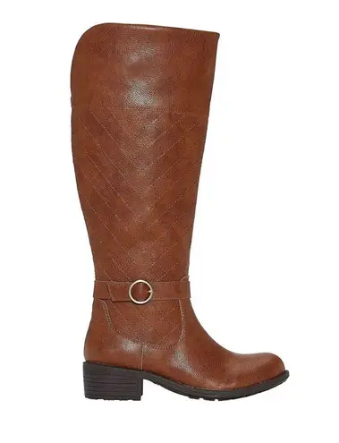 st. john's bay  Women’s Deer Stacked Heel Riding Boots Cognac (Memory Foam)