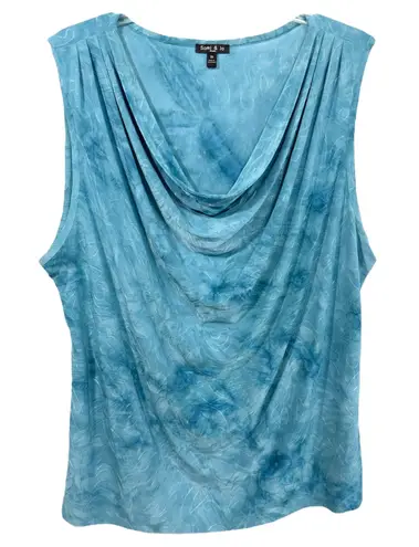 Sami & Jo Sami Jo Plus Size 3X Tank Top Blue Tie Dye Cowl Neck Sleeveless Textured 584