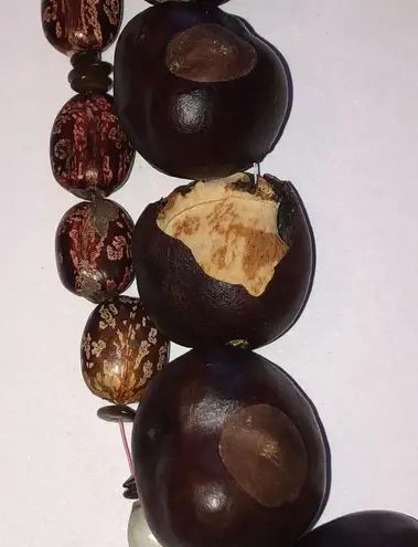Buckeye Chestnut Castor Beans Boho Chunky Retro Necklaces Brown
