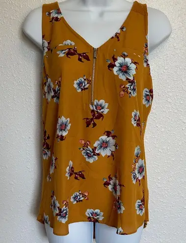 Fortune + Ivy Mustard Floral Sleeveless Tank Top Size Small