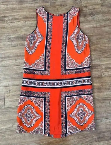 Maeve 100% Silk Anthropologie Canna Orange Black Bandana Print Shift Dress Sz 6