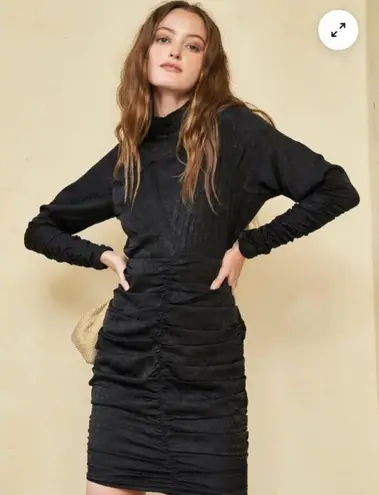 Hunter Bell e Ariana Onyx Mini Dress Ruched Accordion Pleats Jacquard size 10