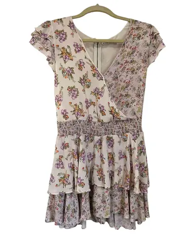 Alice + Olivia Floral Print V-Neck Ruffled Romper - Bohemian Casual (Size 10) - Image 1